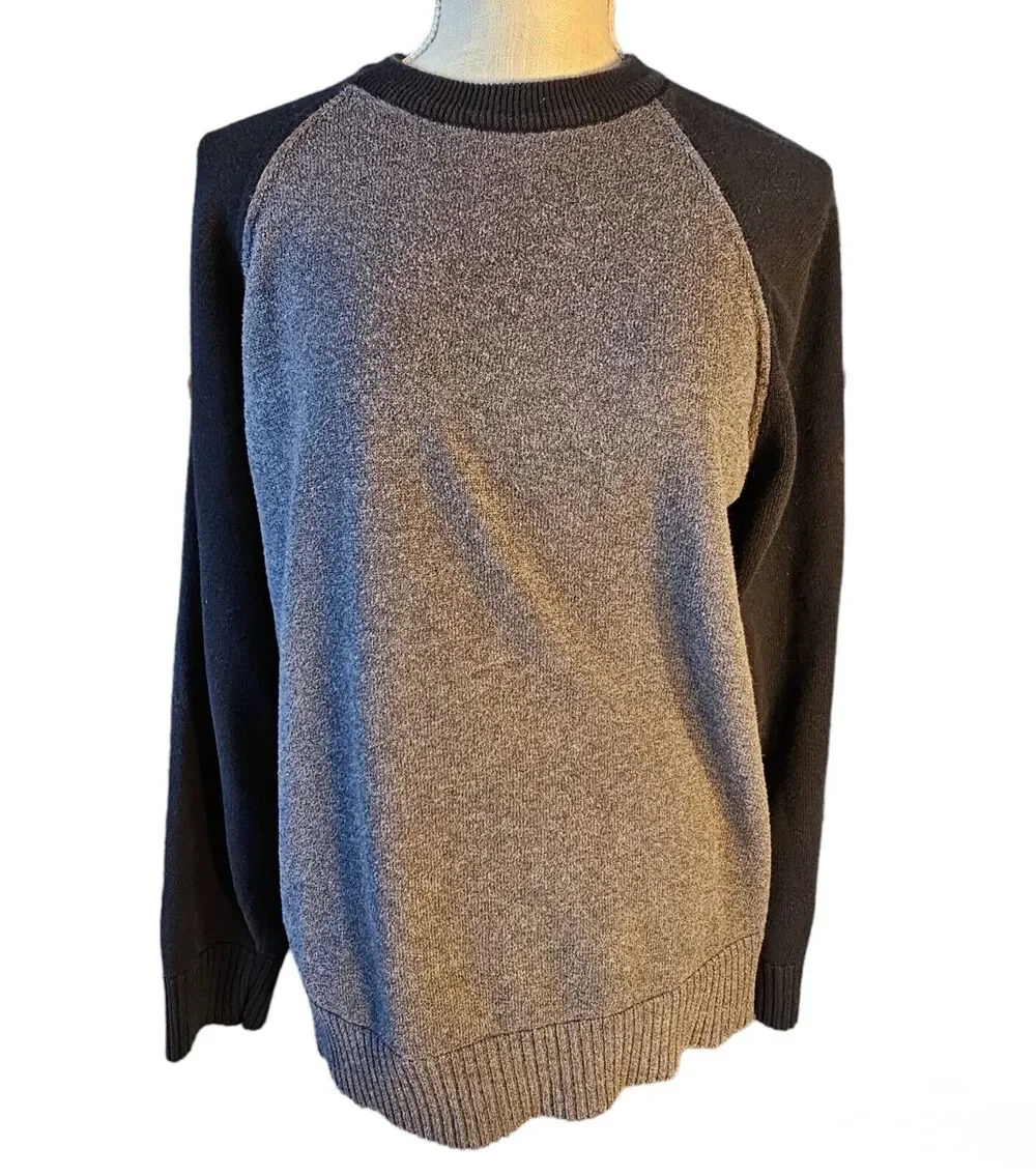 Vtg 2005 Gap Raglan Pullover Sweater Size Large Black/Gray Indie Skater